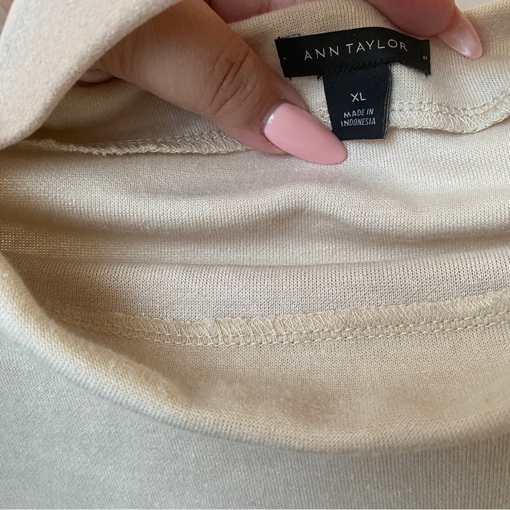 Ann Taylor Mock Neck Cream Sweater - Picture 4 of 6